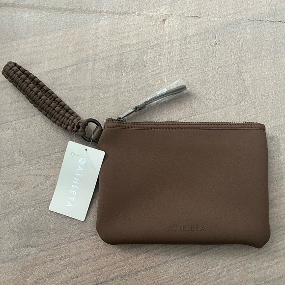 Athleta Revive Revive Zip Pouch Brown Wristlet - Picture 1 of 7